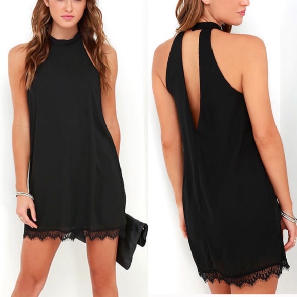 Lulus Dresses & Skirts - Lulu’s Bywater Black Lace Swing Dress High Neck